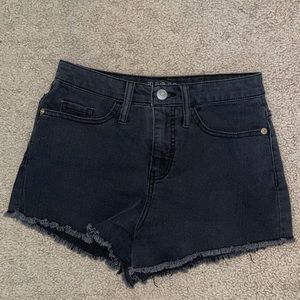 Black denim shorts